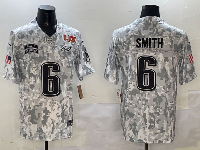 Men Philadelphia Eagles #6 Smith Camo Nike 2025 Salute to Service Limited NFL Jersey style 2